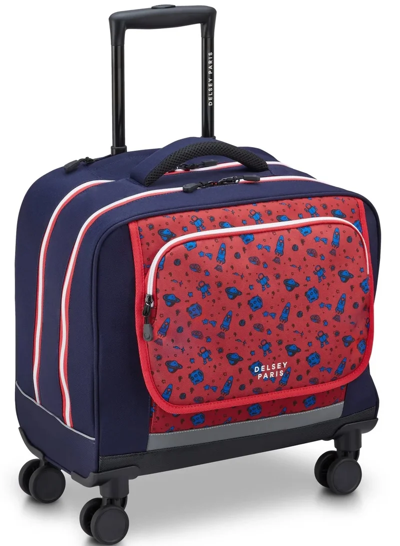DELSEY Paris Back To School (2025) 4-Double Wheeled Horizontal Trolley Bag – Blue Printing